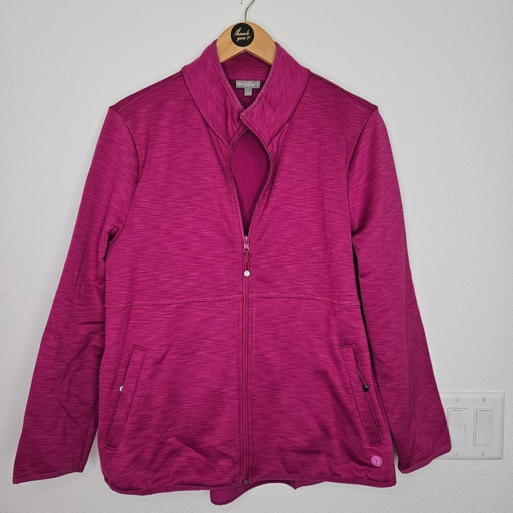 T By Talbots Scuba Full Zip Jacket, Pink, Size XL Petite